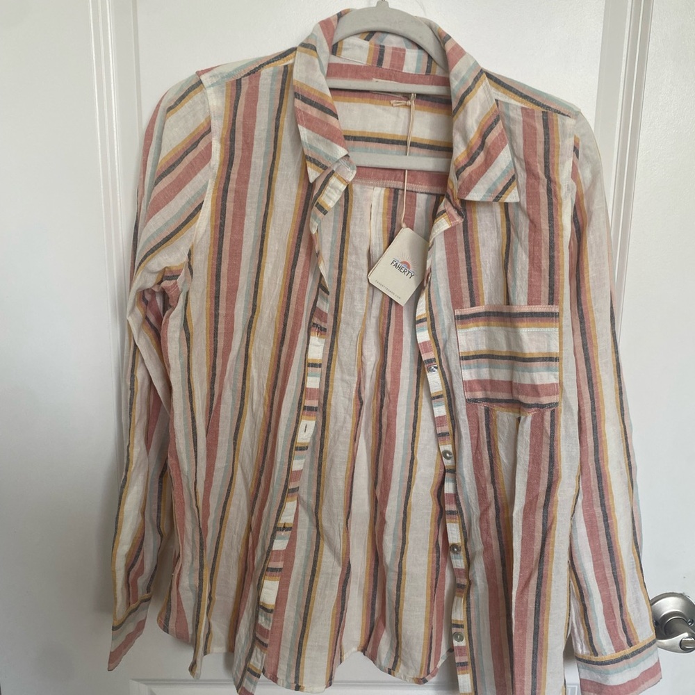 NWT- Faherty Striped Button-Up Shirt